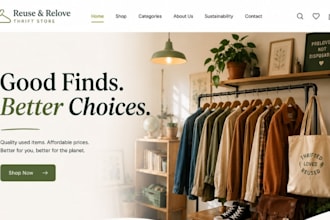 build squarespace resale website thrift store used clothing electronics store