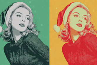 make a christmas card or a christmas themed pop art portrait