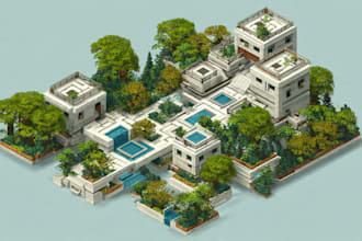 draw isometric projection illustration infographics and map