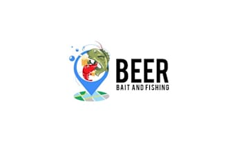 make amazing cool logo for beer bait and fishing