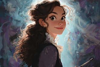 do cute disney cartoon portrait