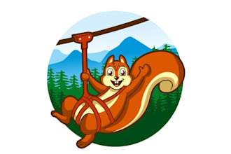 create colorful best quality a zip lining squirrel logo