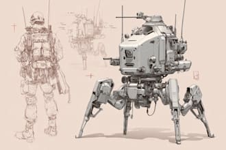 design elegant robots of futuristic mecha for you