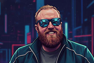 draw a stylized digital portrait with a neo noir aesthetic