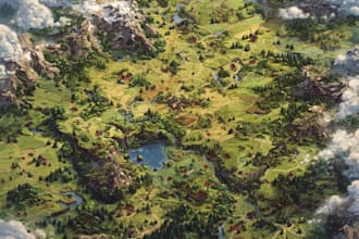 detailed fantasy map for your novel, boardgame