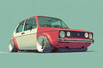 draw realistic watercolor portrait style car, vehicle