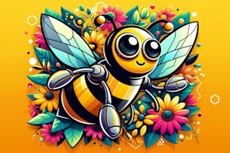 give robot bee mascot logo design for your company