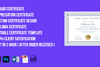design award,diploma,custom certificate or appreciation certificate