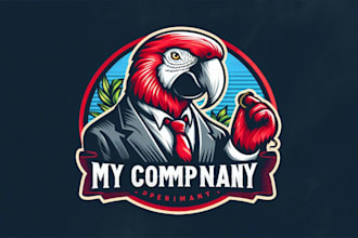 design premium vintage parrot esport mascot logo with t shirt design