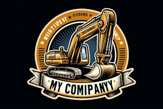 design vintage excavator heavy equipment construction mascot logo t shirt desig