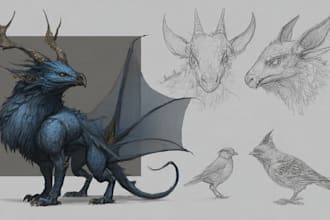 draw fantasy creatures and custom monster illustration