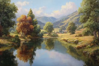 paint landscape in real oil painting