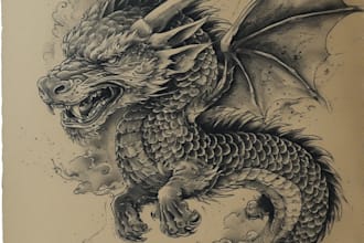 design professional japanese, asian style tattoo design