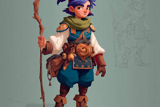 illustrate a character design, game character, concept