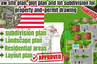 draw site, plot, and layout plan, lot subdivision for property or permit drawing