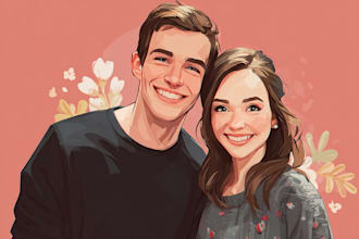 do cartoon disney couple portrait