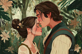 draw a beautiful disney style couple portrait