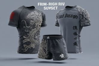 design fight wear rash guard MMA shorts and bjj suits