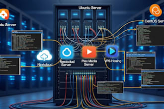 setup and configure vps, linux servers, nextcloud,  plex, ubuntu centos hosting