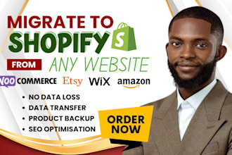 migrate wordpress to shopify, woocommerce to shopify, wix to shopify migration