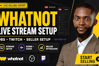 setup whatnot live stream overlay, card breaks, obs studio setup, twitch overlay