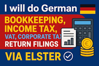 do german bookkeeping income tax, vat, corporate tax returns filing via elster