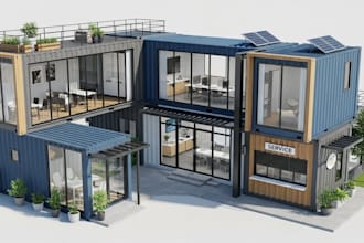 design 3d modular houses, container home, office design, kiosk