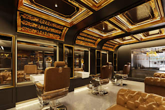 do 3d barbershop design, tattoo shop, hair salon, spa, beauty salon design