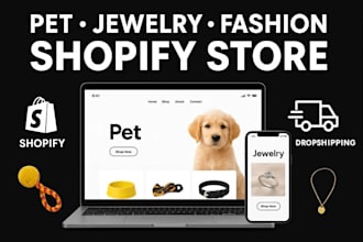 design pet shopify store jewelry website fashion shopify pet dropshiping store