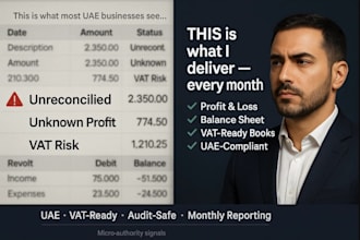 do monthly bookkeeping for uae businesses with p and l and balance sheet