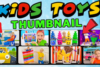 design catchy youtube thumbnails,banners for kids channel