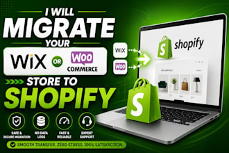 migrate and clone from wix squarespace woocomerce wordpress to shopify