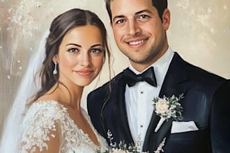 create a couple portrait, wedding illustration