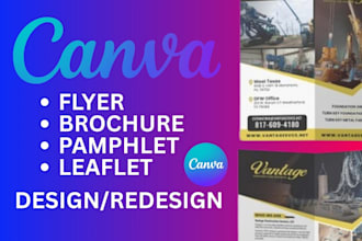 design or redesign flyer, brochure, pamphlet, leaflet in canva