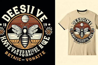 create a vintage beehive logo with t shirt design
