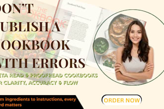 write, edit and format a professional recipe cookbook for amazon KDP
