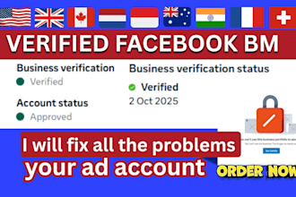 set up verified facebook business manager and ads account