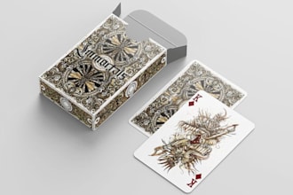 playing card design poker card game illustration, card deck, card box mockup