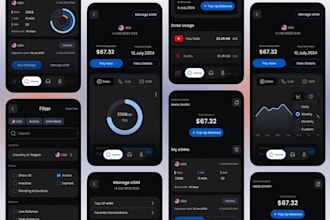 esim voip app, soft phone app, video calling app,  vpn app, app mockup