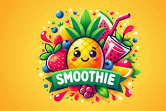 refreshing smoothie mascot logo with unlimited revision
