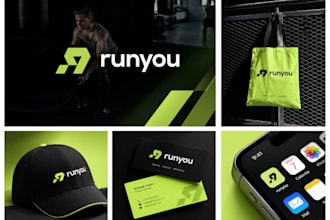 design a modern fitness sports gym logo and branding identity