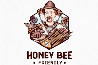 create eye catching honey bee logo design in 24 h