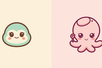 create a cute kawaii cartoon mascot logo design