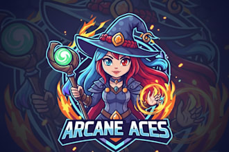 do a witch mascot logo with t shirt design