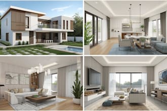do 3d house interior design, exterior design, and rendering