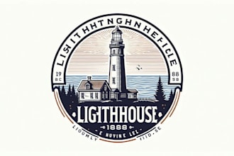 do vintage lighthouse logo with t shirt design