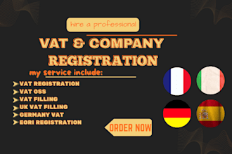 do business registration and vat in germany spain,france ,italy, sweden, vat oss
