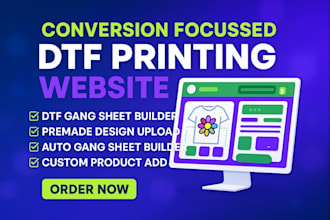 design a conversion focused dtf printing website with gang sheet builder