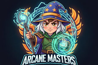 do a awesome wizard mascot logo with t shirt design