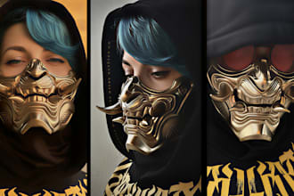 create custom 3d printable mask, helmet armor, futuristic designs as 3d printing